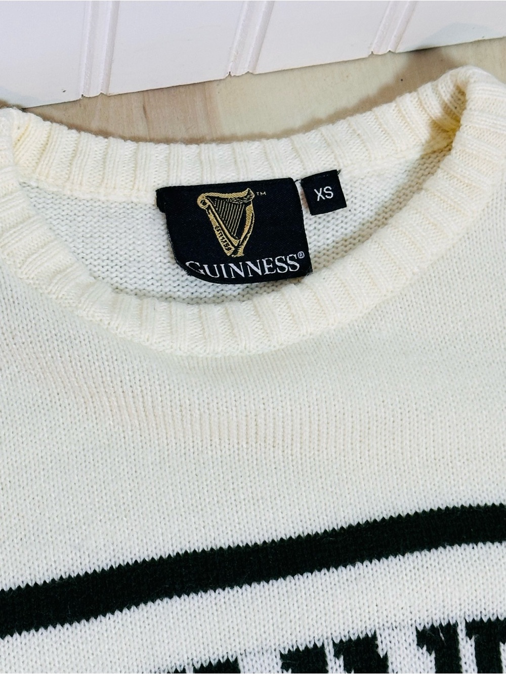 Guinness Crew Neck Knit Unisex Sweater in cream XS - Picture 6 of 10
